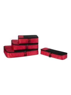 4 Piece Packing Cubes Set Travel Luggage Organizer Suitcase Bag Red 4pc
